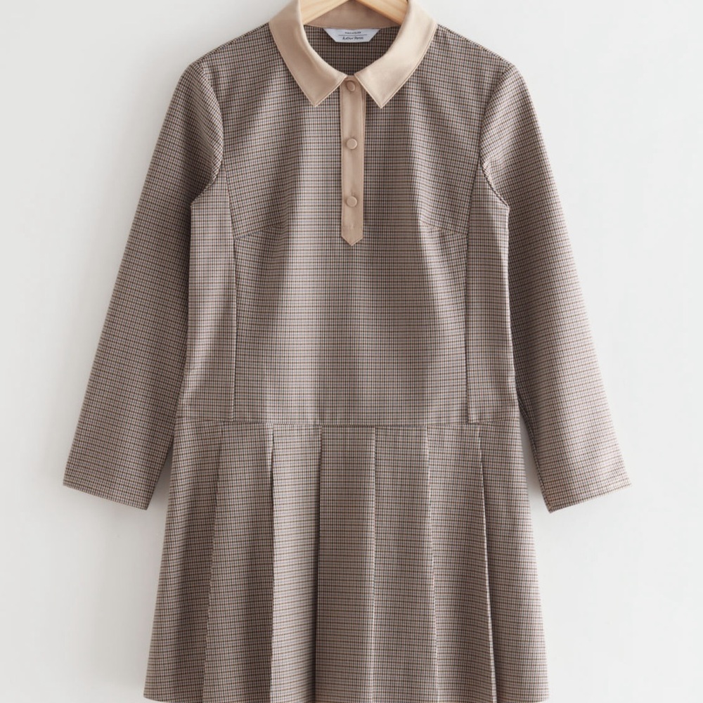 & OTHER STORIES NWT NEVER-WORN COLLARED DRESS | BEIGE CHECKED